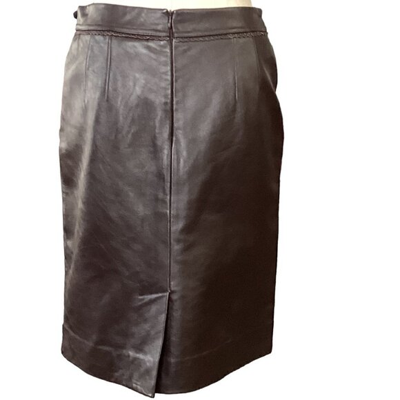 Dark Brown Leather Skirt Sz 6 Jaclyn Smith #173F - Picture 6 of 12